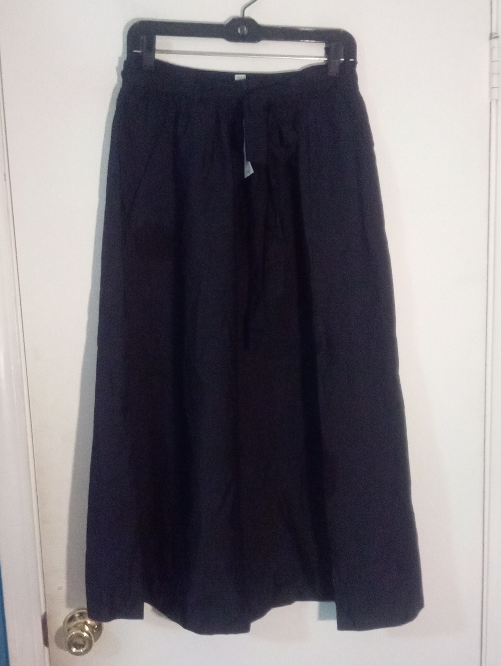 * A New Day Classic Black Women's Midi Skirt NWT $35 Tie Belt Slit